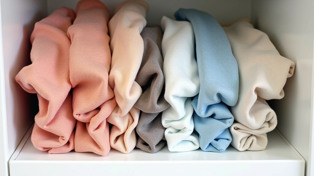Close-up of neatly folded clothes standing vertically in a drawer showing organized storage method