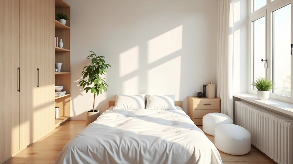 Decluttered bedroom with thoughtfully arranged furniture maximizing floor space