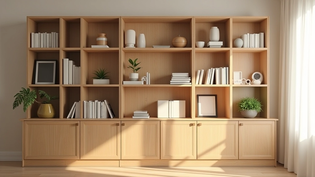 Before and after comparison showing decluttered shelving with organized items and clear surfaces