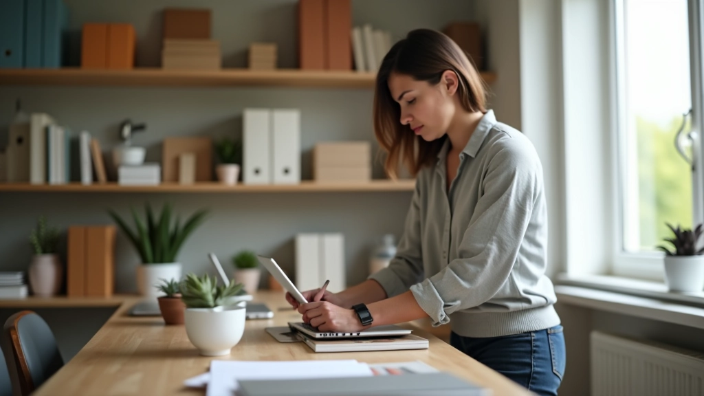 Hands organizing and arranging items on shelves during a home organization project